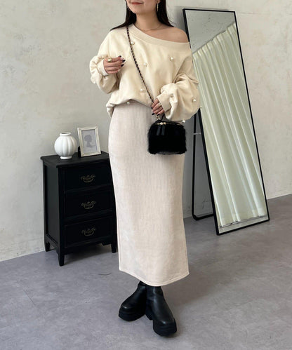 亮片燈芯絨長裙