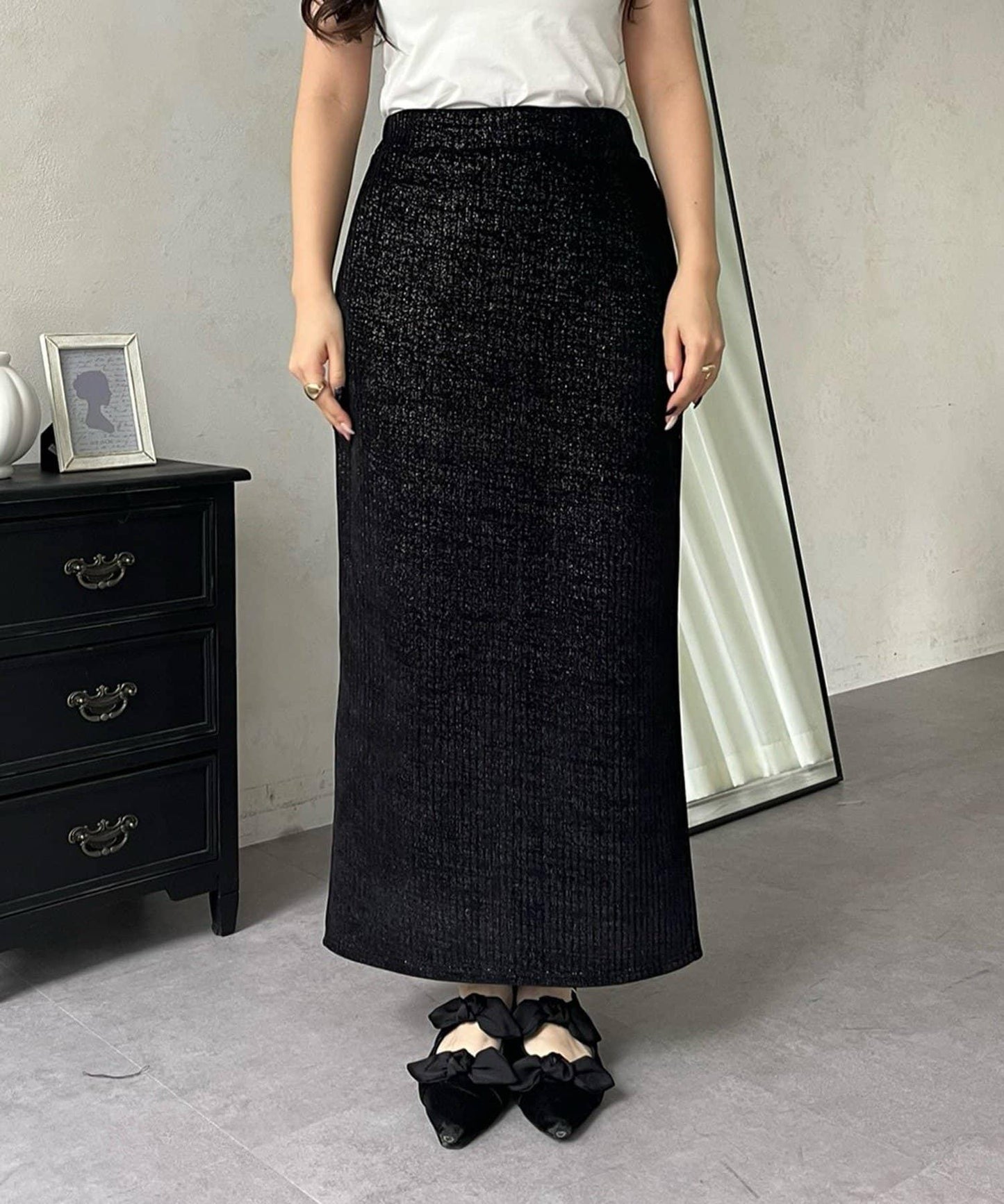 亮片燈芯絨長裙