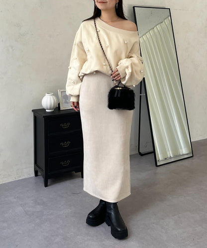 亮片燈芯絨長裙