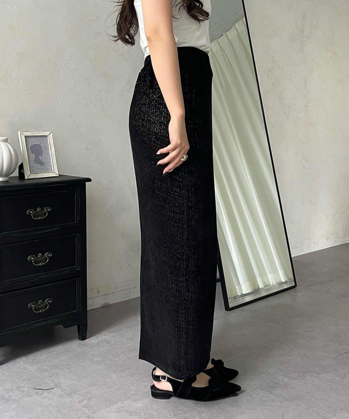 亮片燈芯絨長裙