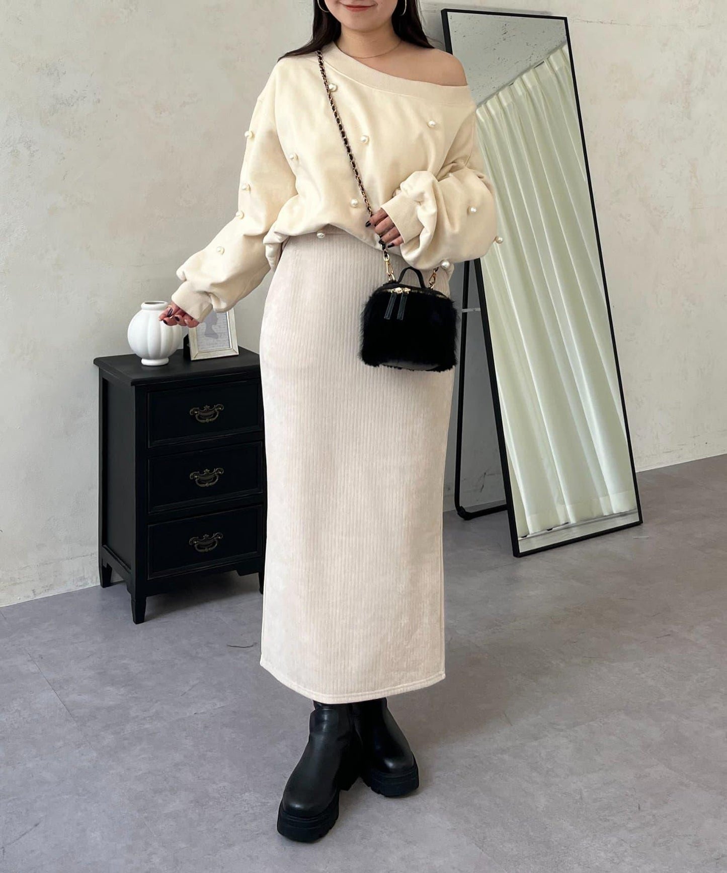 亮片燈芯絨長裙