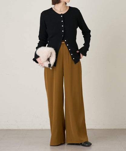 2WAY荷葉邊羅紋針織開衫