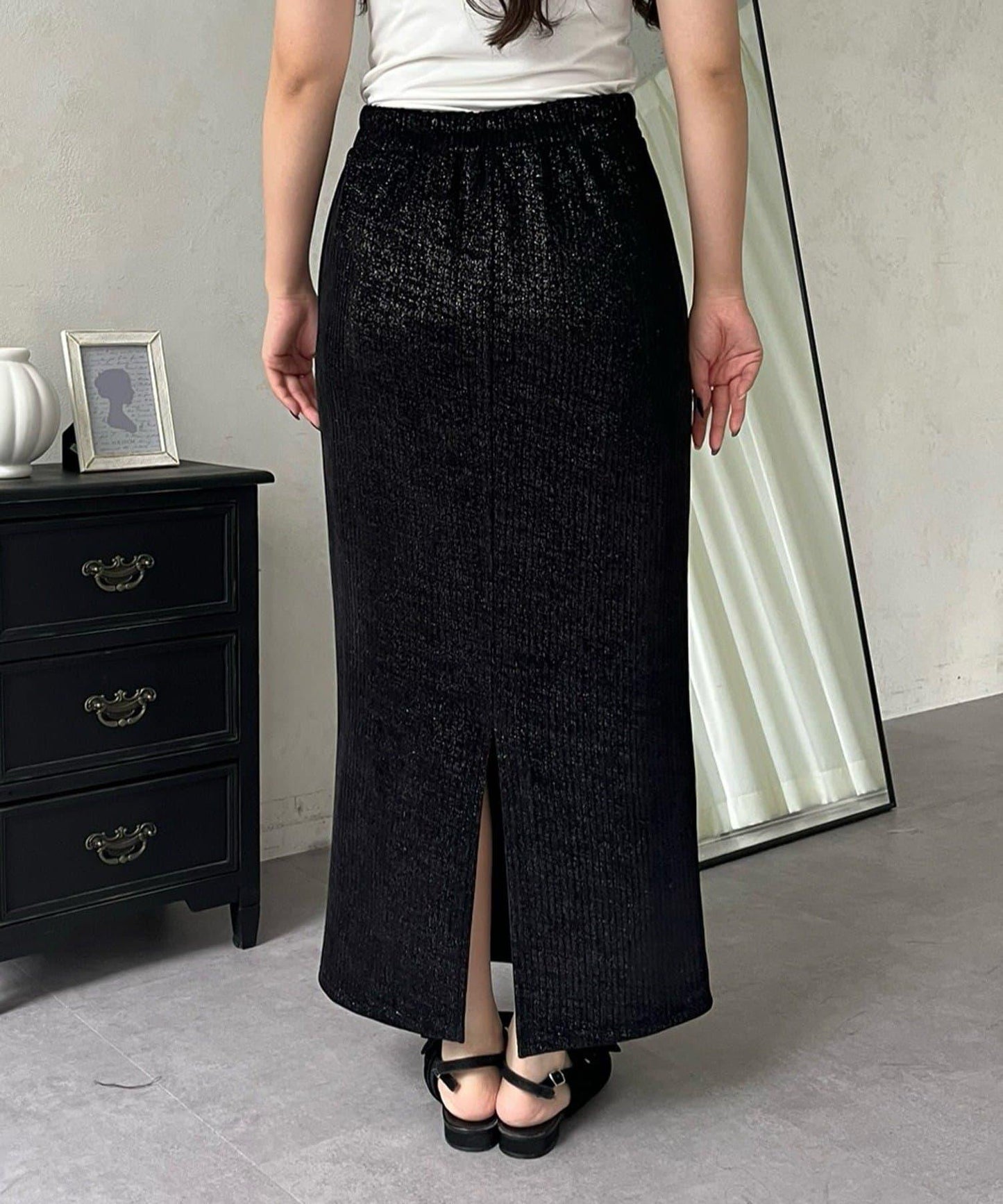 亮片燈芯絨長裙