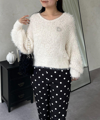 爆米花質感V領針織衫