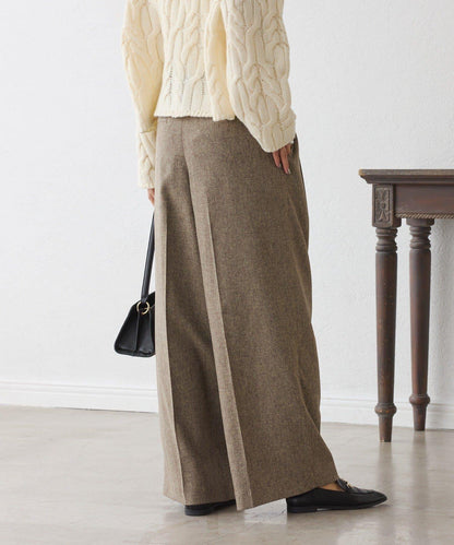【可搭配套裝】羊毛斜紋雙褶長褲