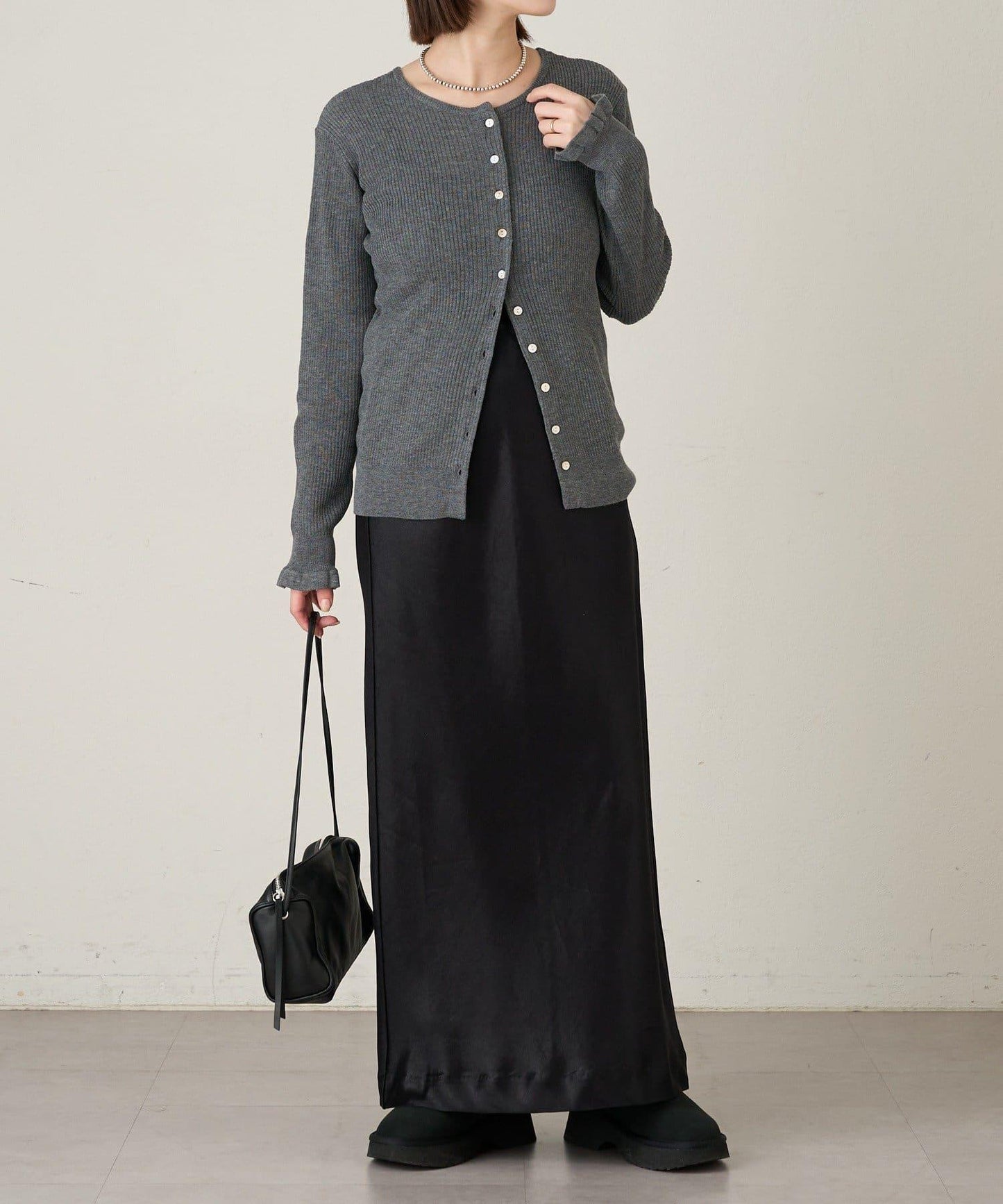 2WAY荷葉邊羅紋針織開衫