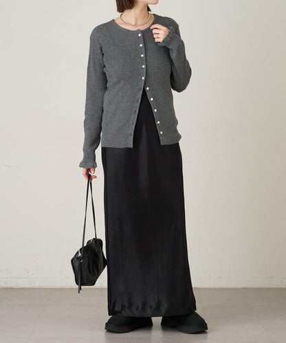 2WAY荷葉邊羅紋針織開衫