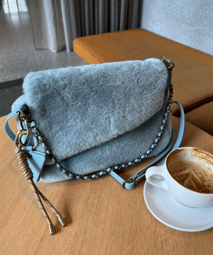 帶鏡子掛飾拼接材質翻蓋鏈條包