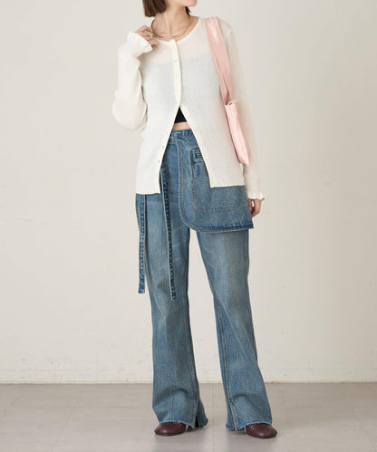 2WAY荷葉邊羅紋針織開衫