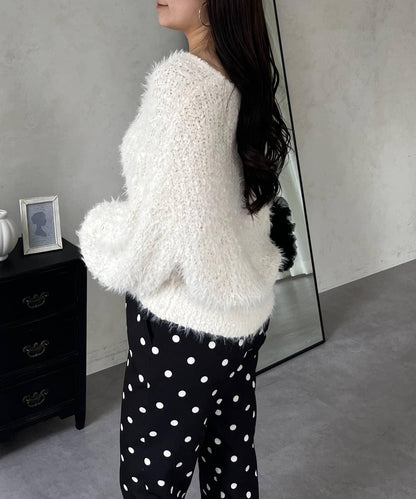 爆米花質感V領針織衫