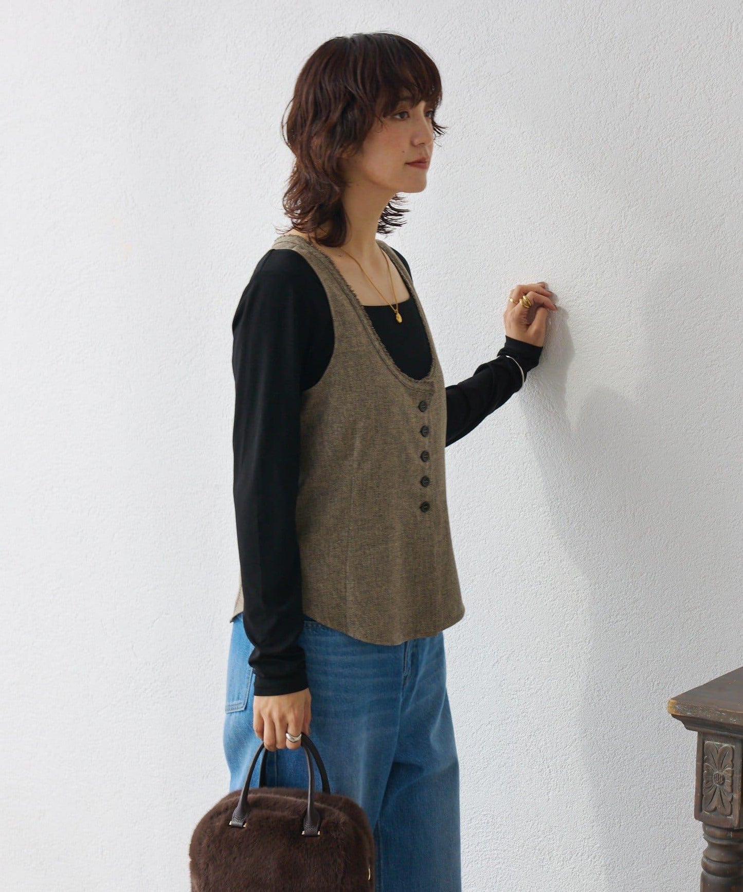 【可搭配套裝】羊毛斜紋馬甲