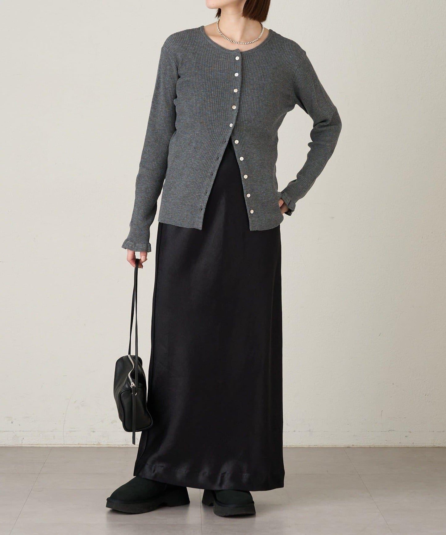 2WAY荷葉邊羅紋針織開衫