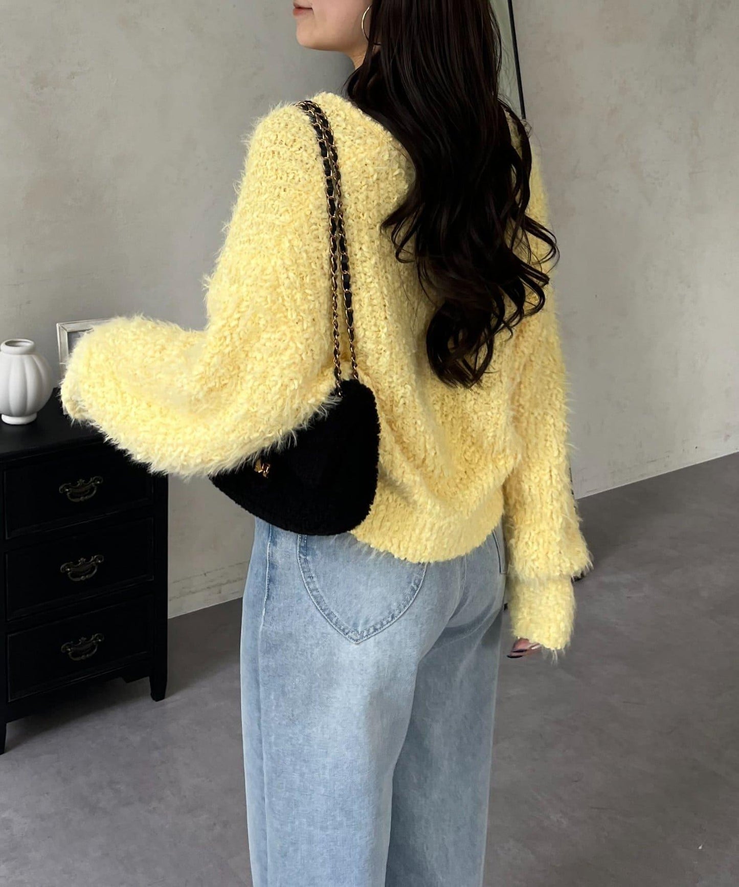 爆米花質感V領針織衫