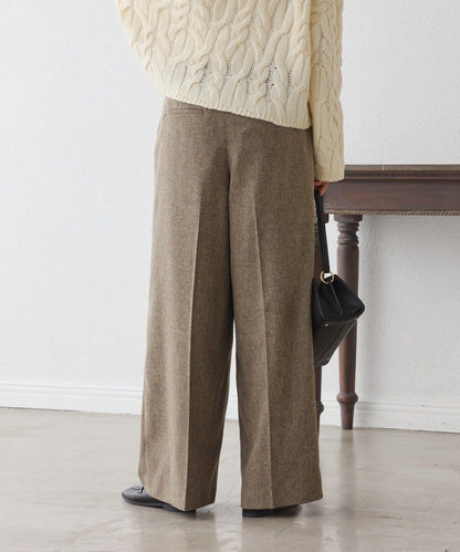 【可搭配套裝】羊毛斜紋雙褶長褲