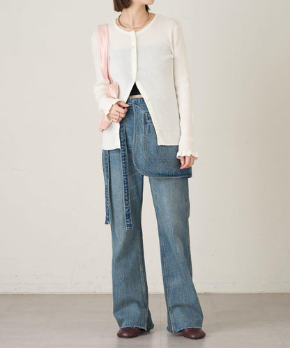 2WAY荷葉邊羅紋針織開衫