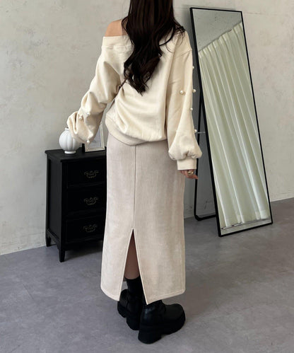 亮片燈芯絨長裙