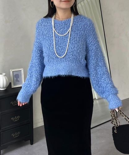 爆米花質感V領針織衫