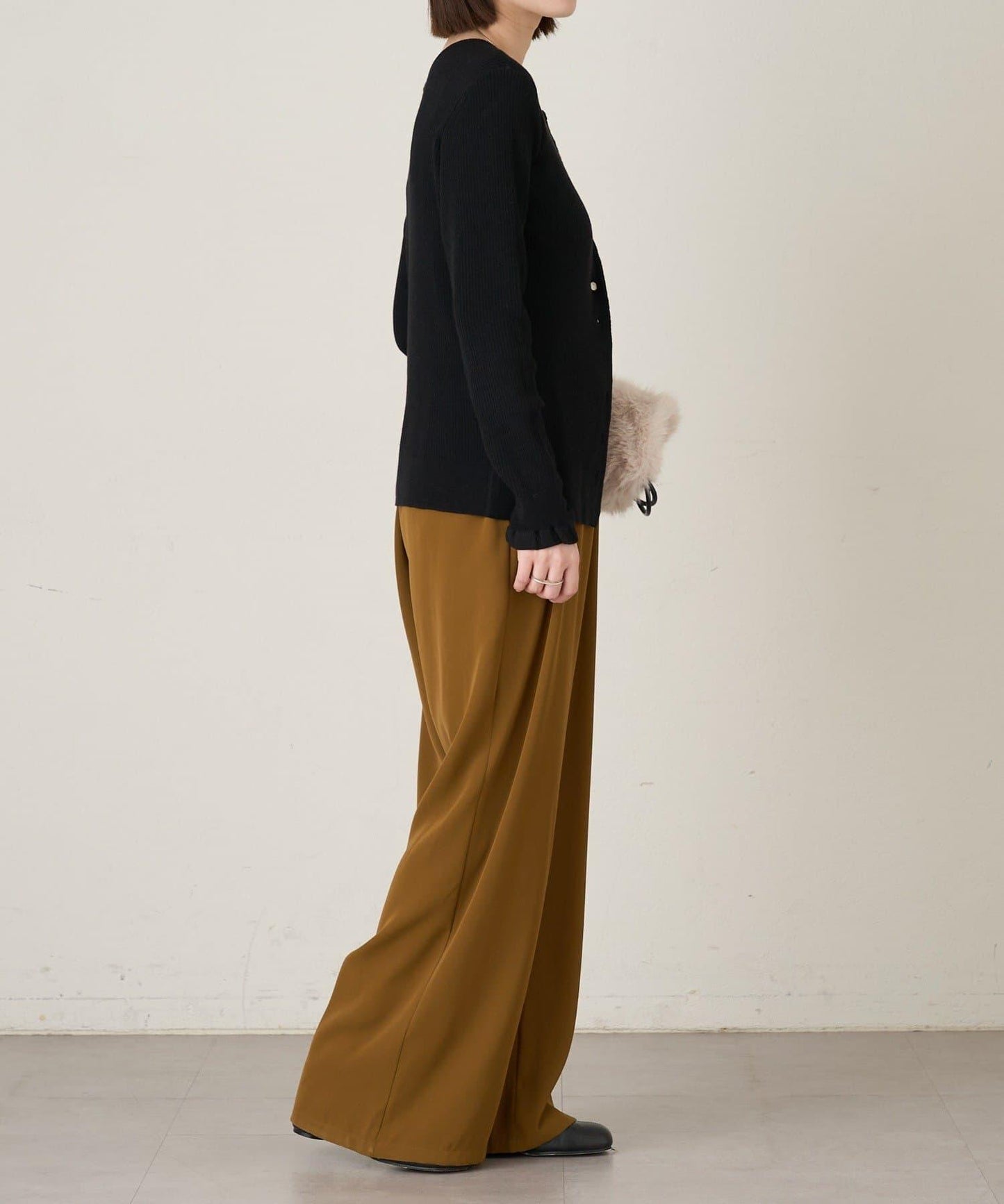 2WAY荷葉邊羅紋針織開衫