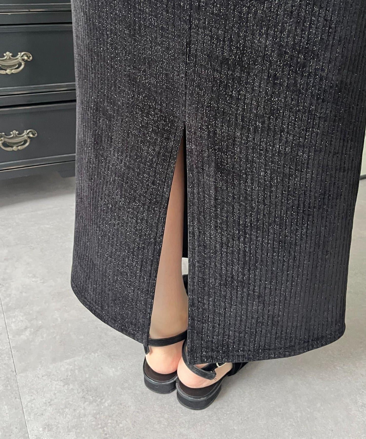 亮片燈芯絨長裙