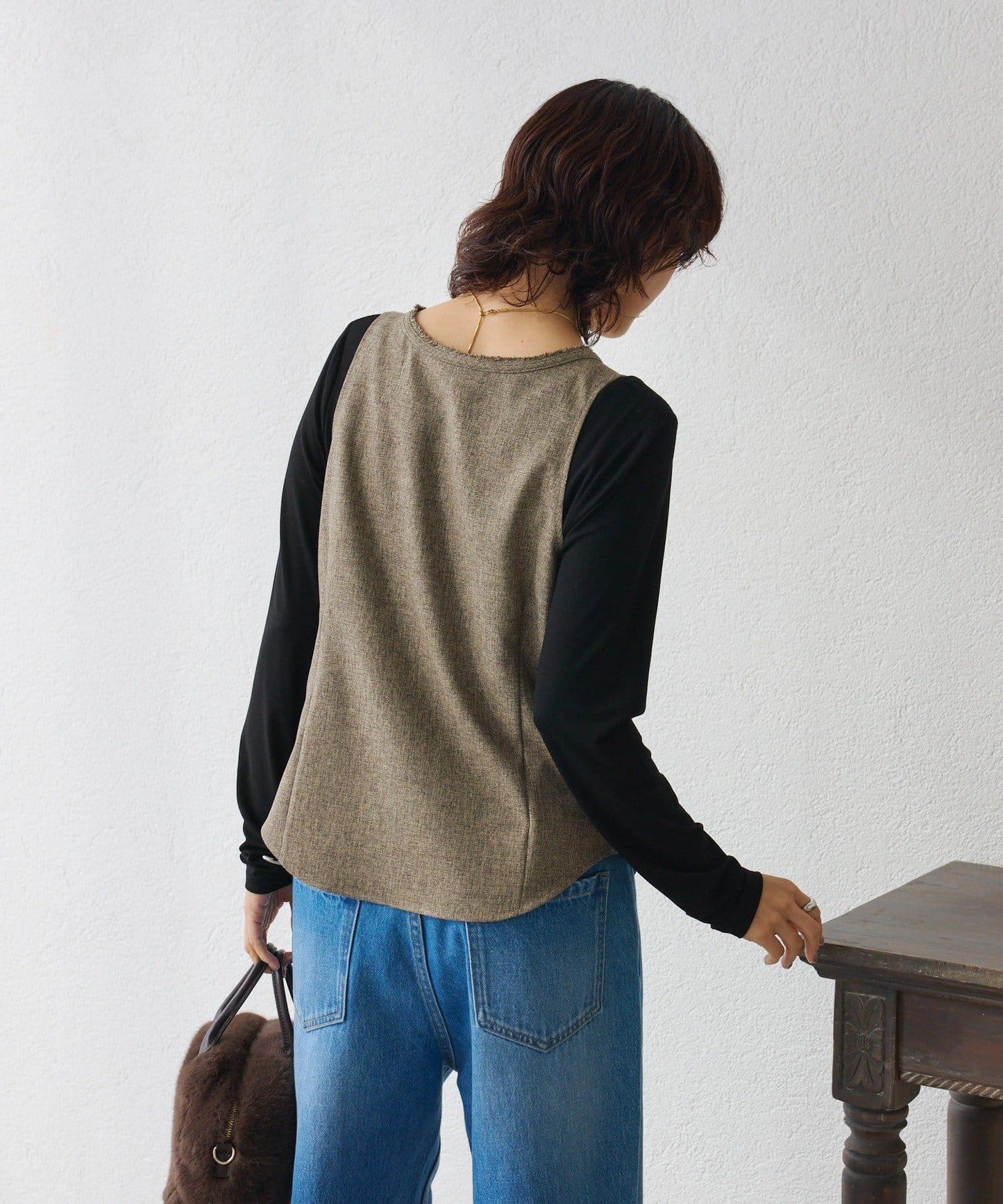 【可搭配套裝】羊毛斜紋馬甲