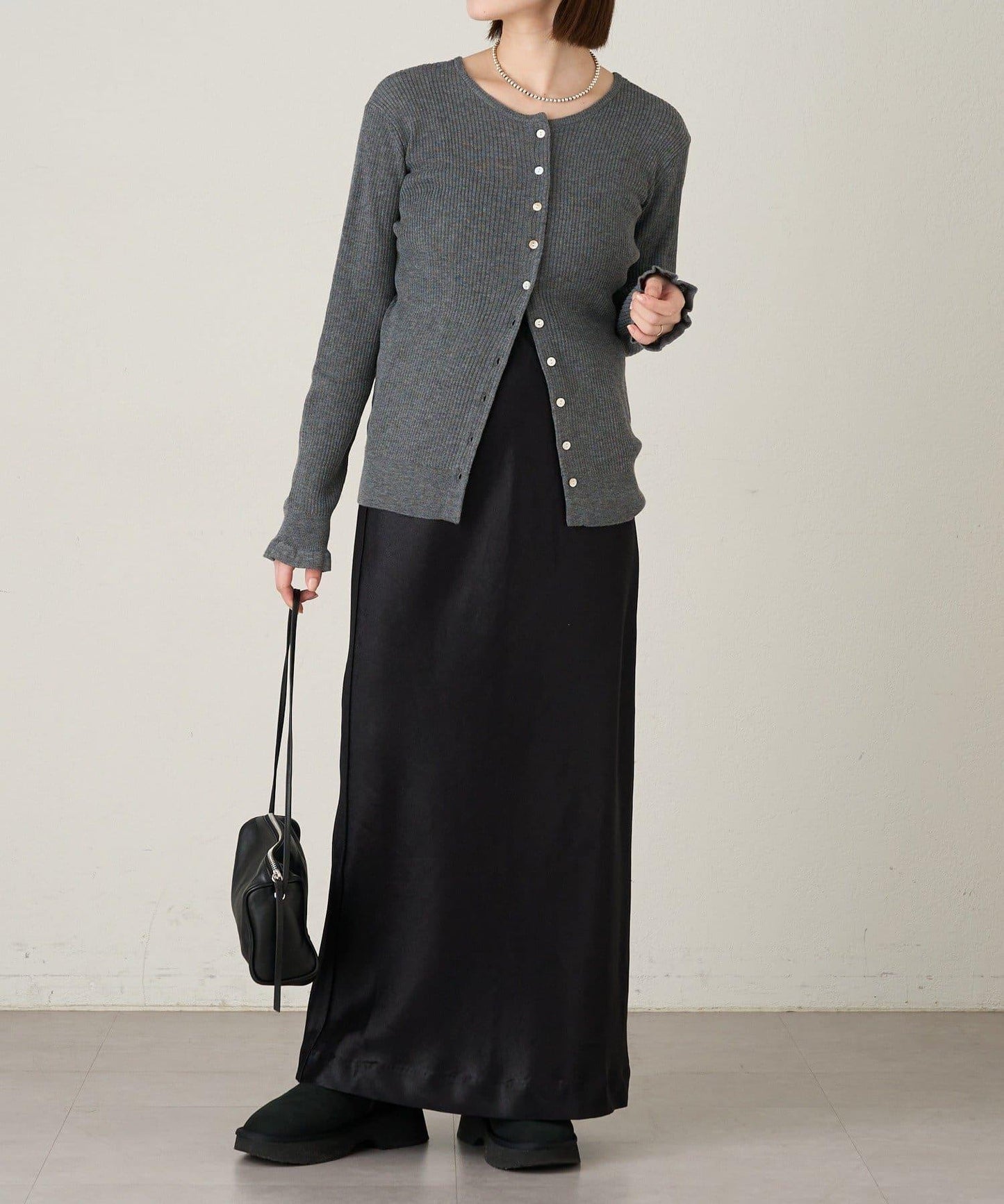 2WAY荷葉邊羅紋針織開衫