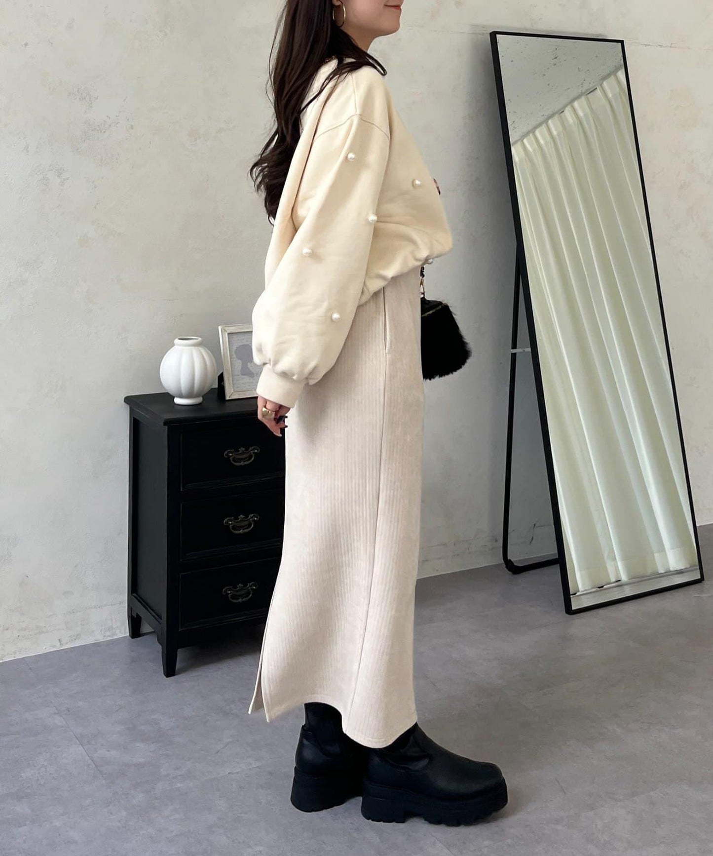 亮片燈芯絨長裙