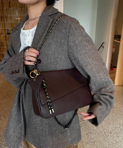 帶鏡子掛飾拼接材質翻蓋鏈條包