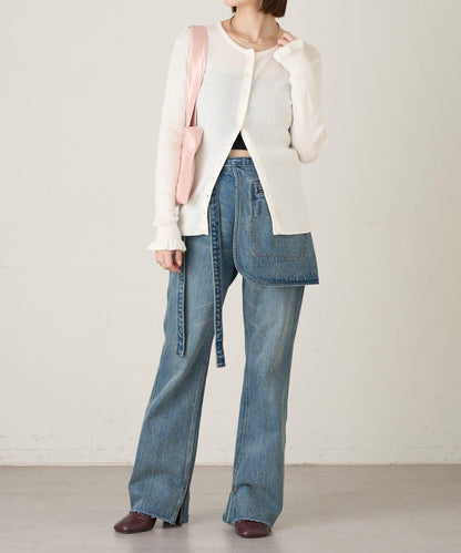 2WAY荷葉邊羅紋針織開衫