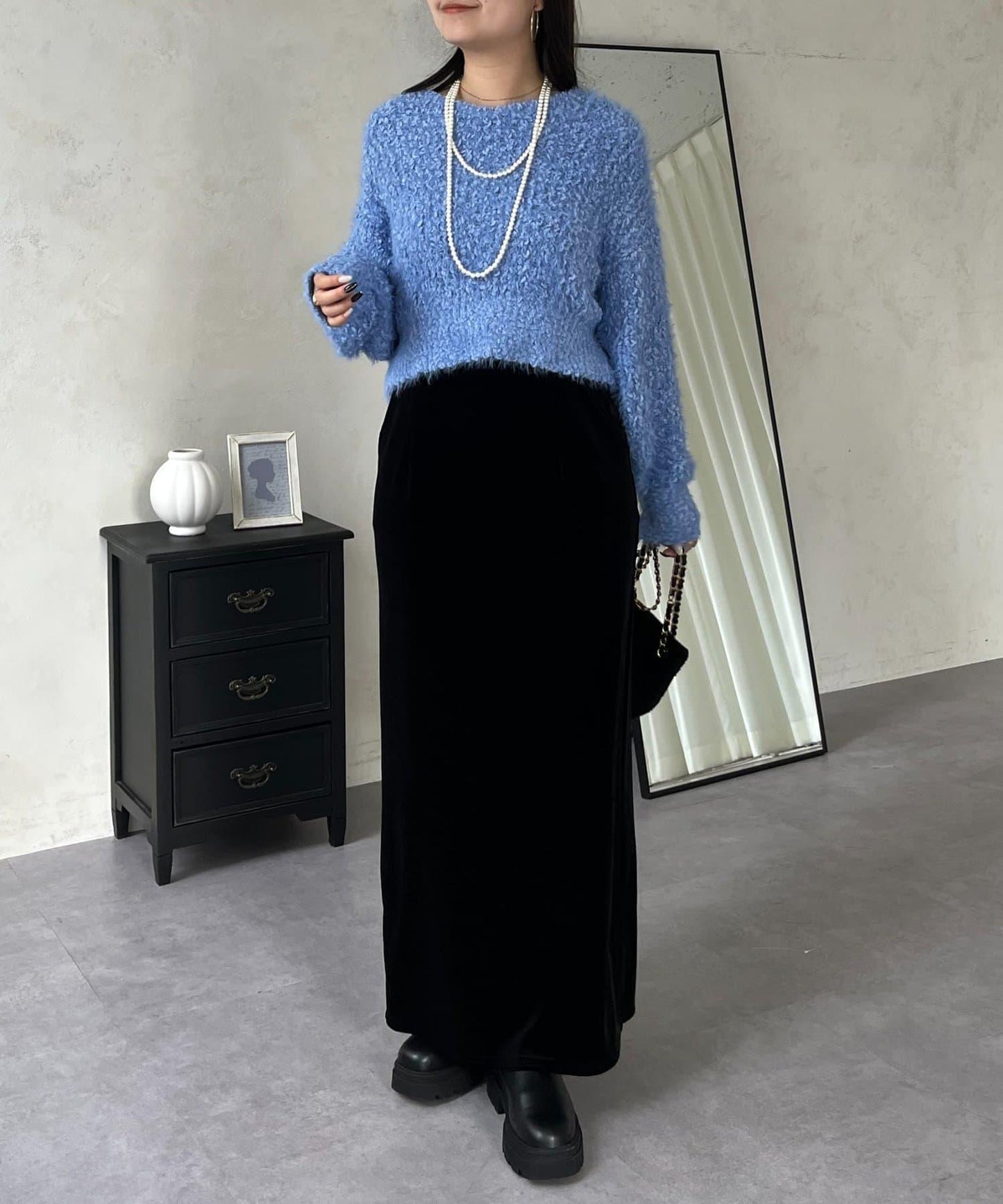 爆米花質感V領針織衫