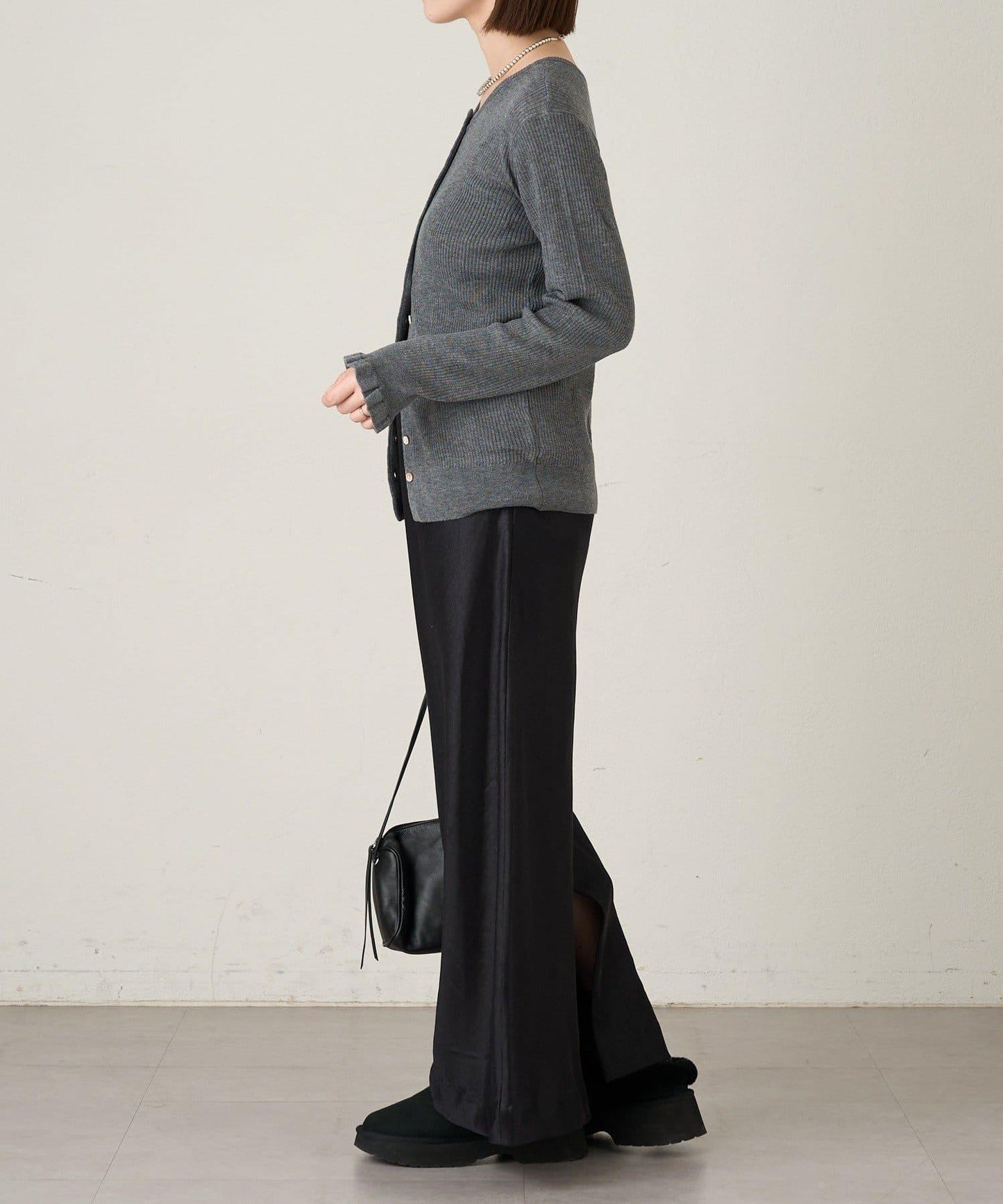 2WAY荷葉邊羅紋針織開衫