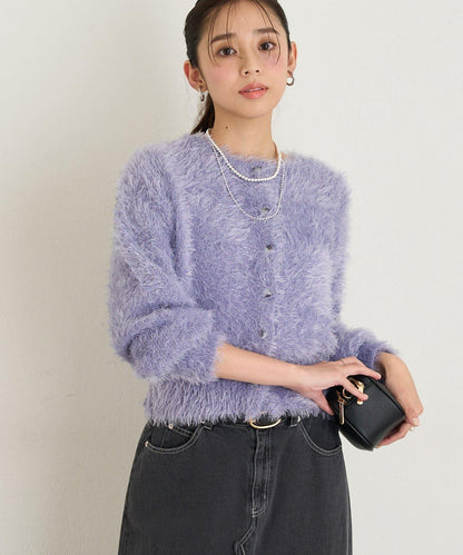 大人女性風格軟質長毛清透紐扣開衫