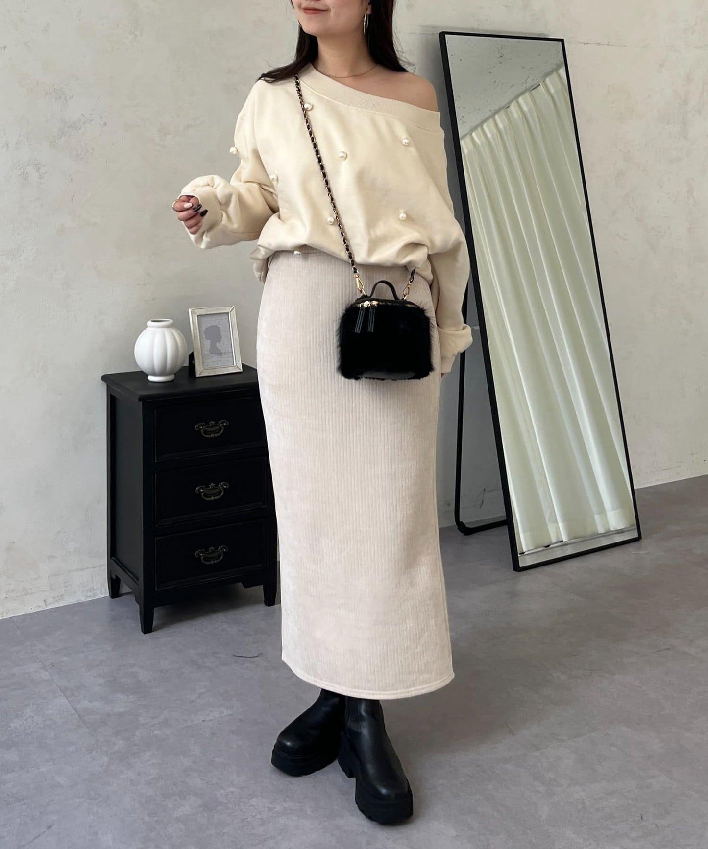 亮片燈芯絨長裙