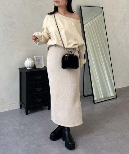 亮片燈芯絨長裙