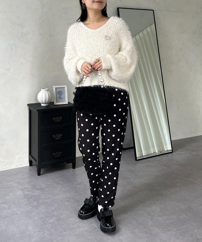 爆米花質感V領針織衫