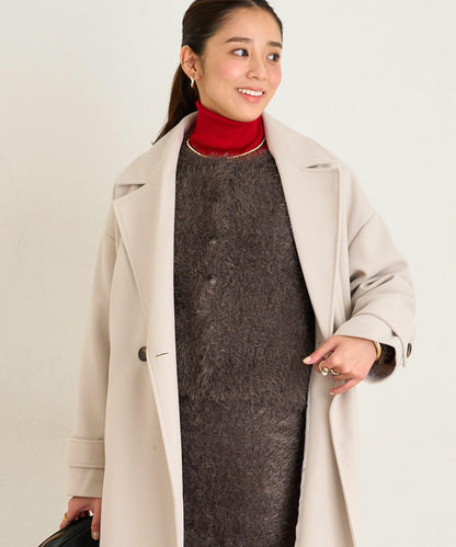 大人女性風格軟質長毛清透紐扣開衫