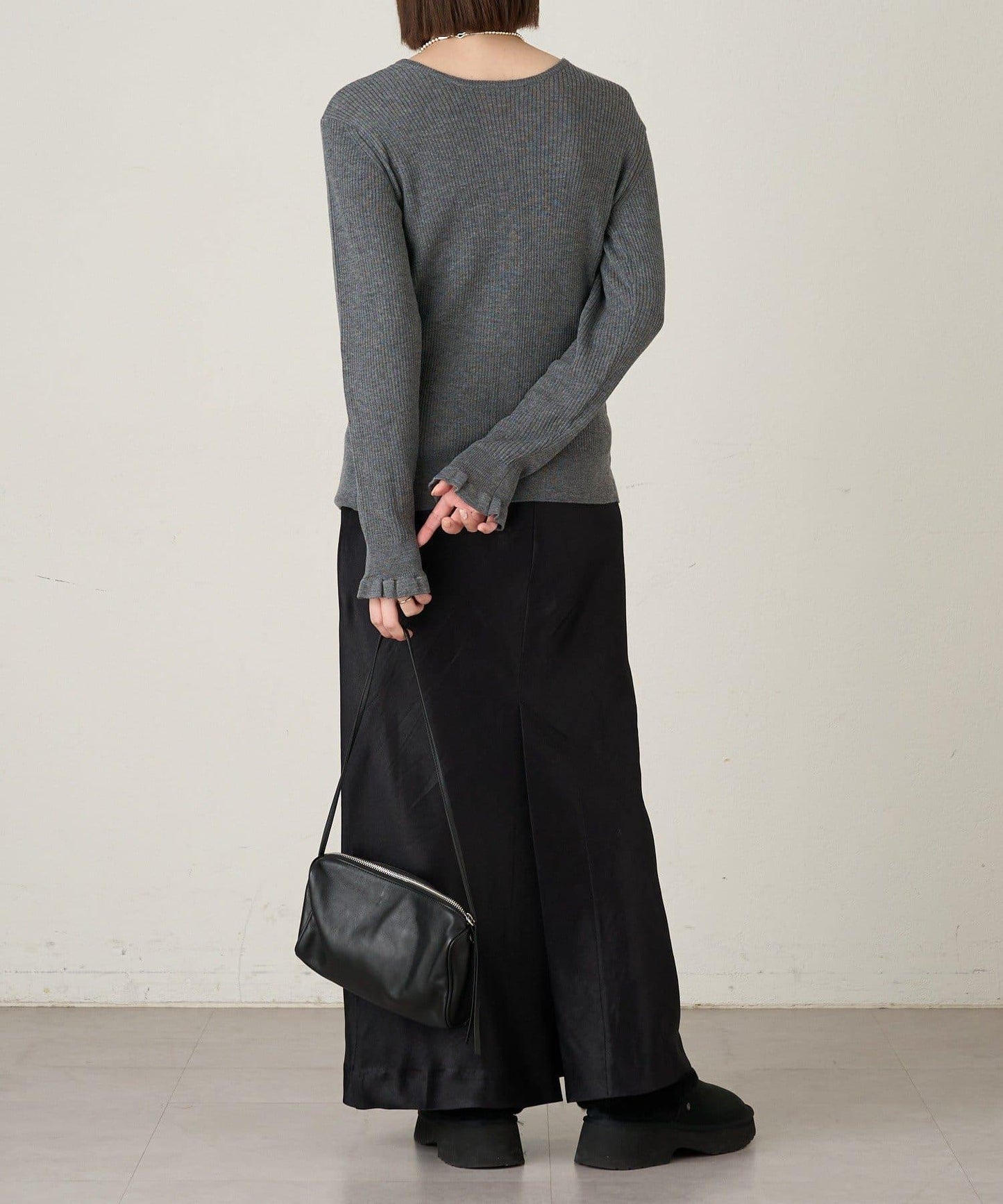 2WAY荷葉邊羅紋針織開衫