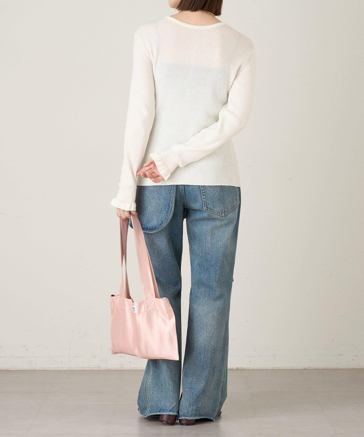 2WAY荷葉邊羅紋針織開衫