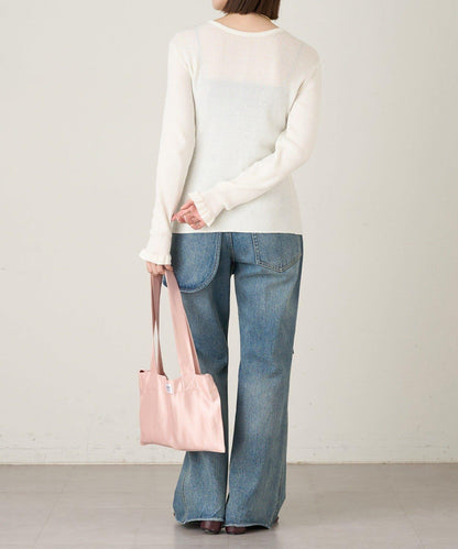 2WAY荷葉邊羅紋針織開衫