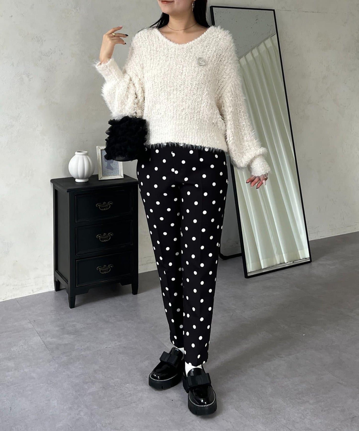 爆米花質感V領針織衫