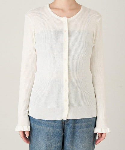 2WAY荷葉邊羅紋針織開衫