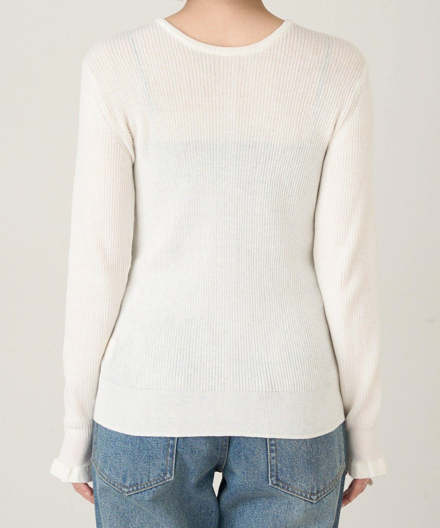 2WAY荷葉邊羅紋針織開衫