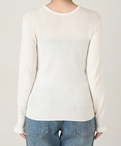 2WAY荷葉邊羅紋針織開衫