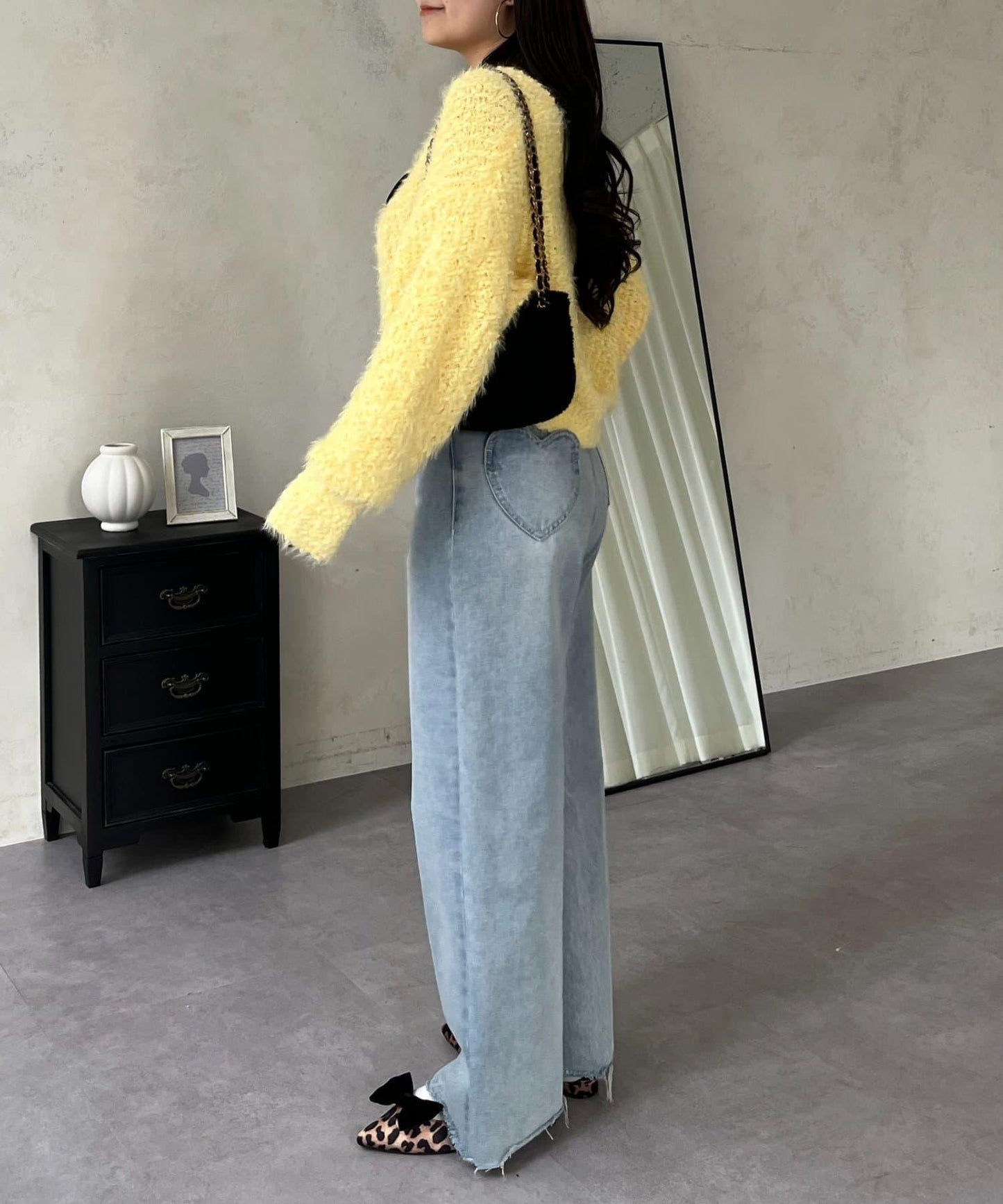 爆米花質感V領針織衫