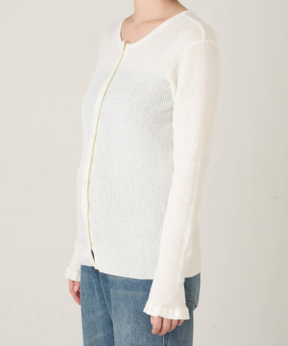 2WAY荷葉邊羅紋針織開衫