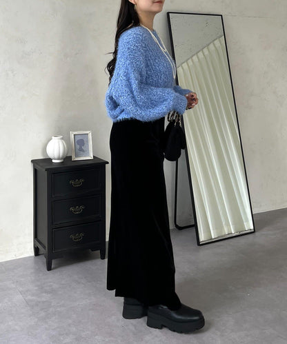 爆米花質感V領針織衫