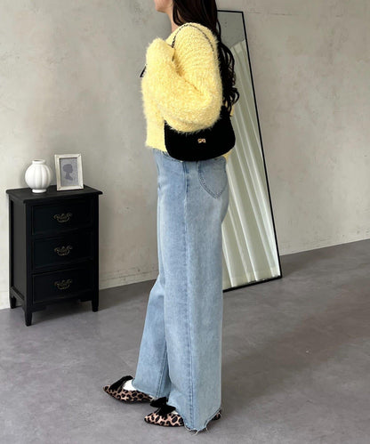 爆米花質感V領針織衫