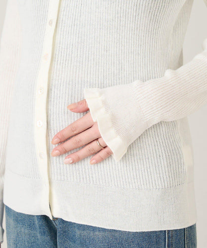 2WAY荷葉邊羅紋針織開衫