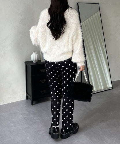 爆米花質感V領針織衫