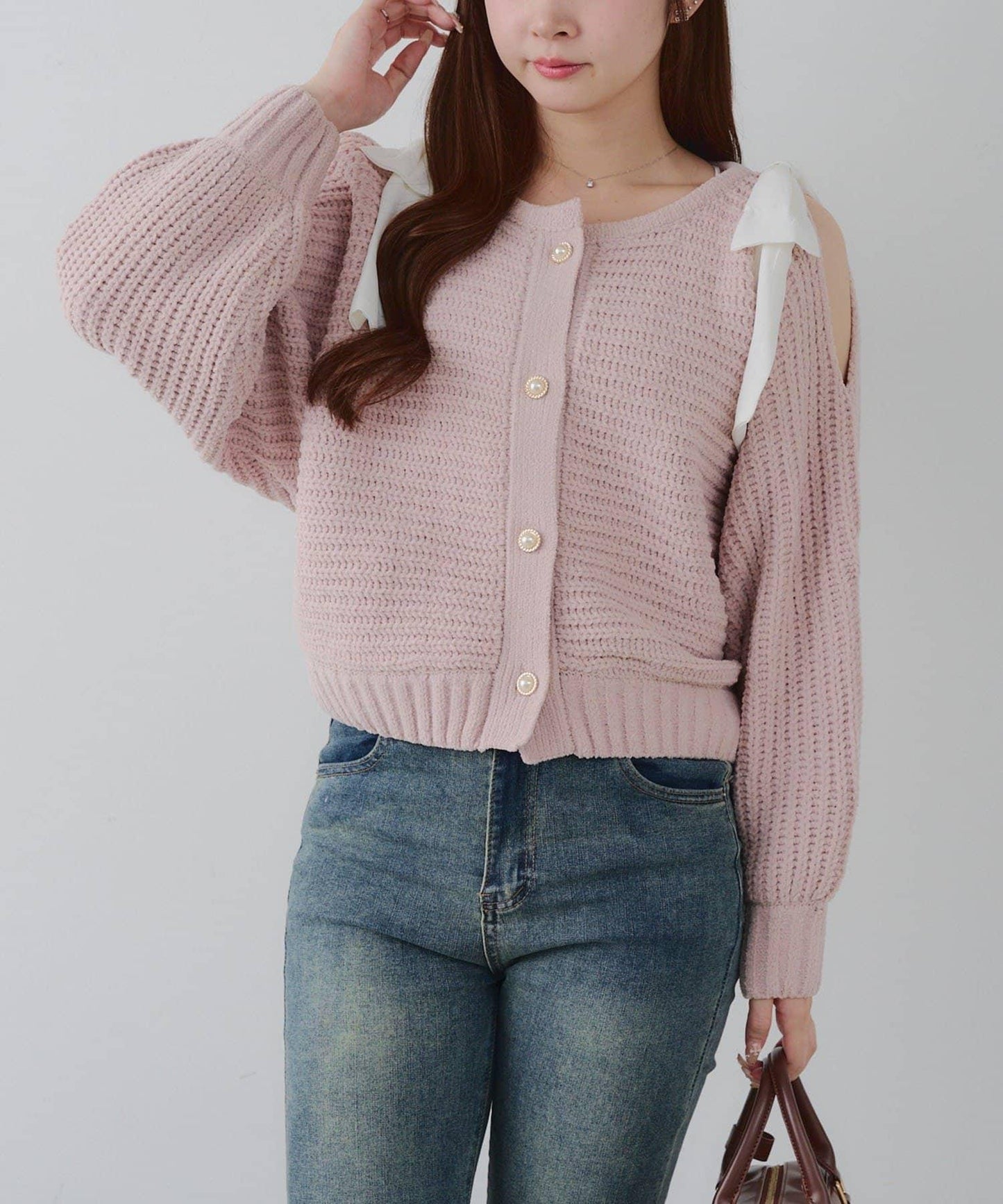 【RMAF】肩部蝴蝶結毛絨套頭衫