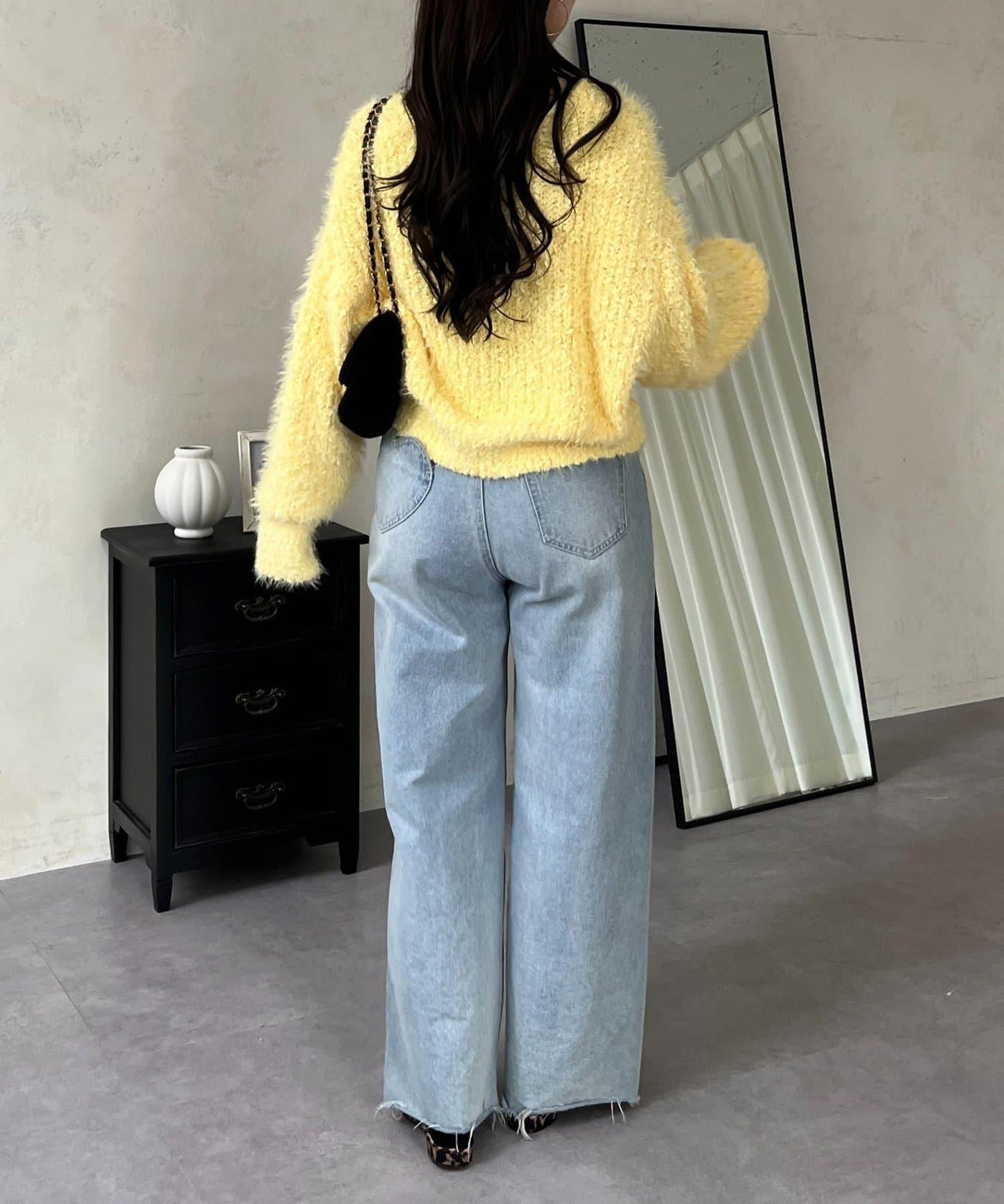 爆米花質感V領針織衫